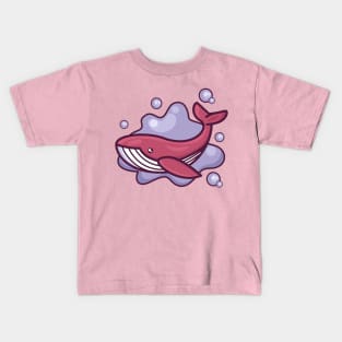 Cute Smiling Pink Whale Kids T-Shirt